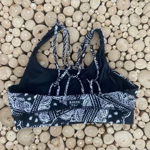 KDEER black and white bandana print sports bra